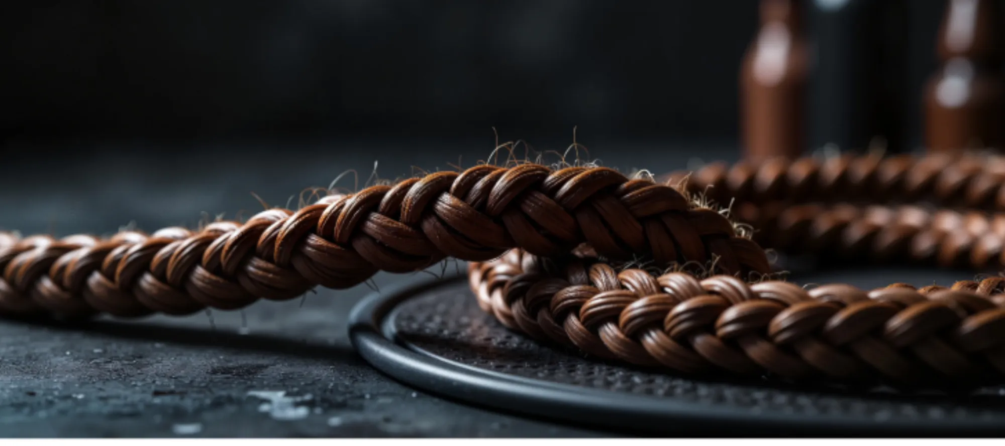 Braided rope, macro detail — atmospheric tonal pivot
