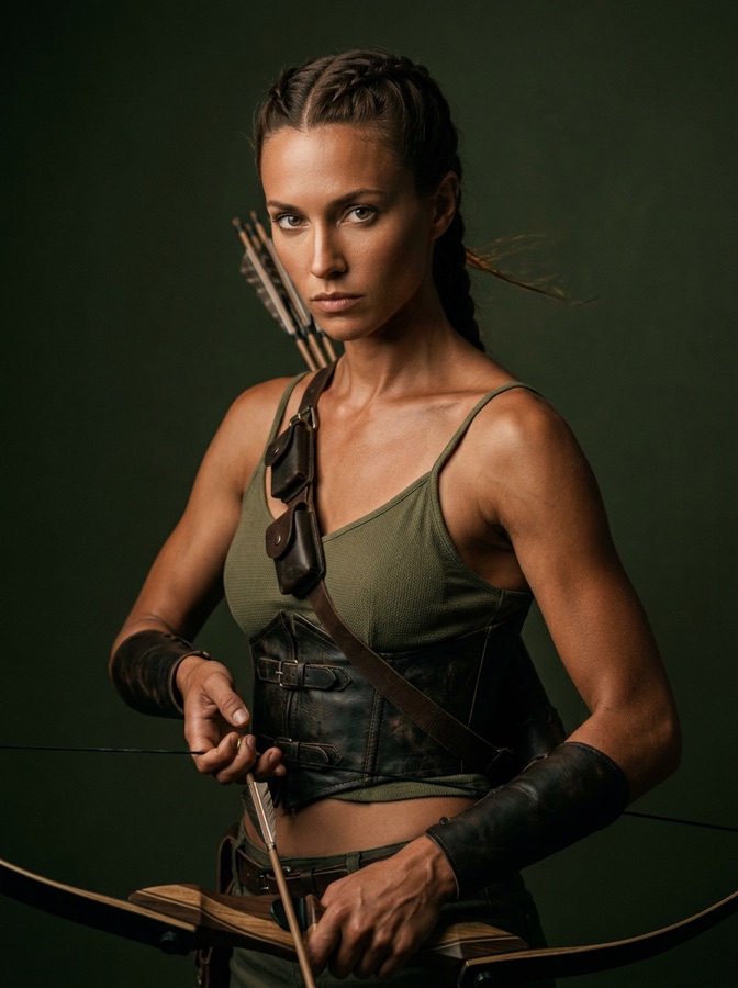 Mistress Stealth, The Huntress. AI-illustrated Mistress archetype character.