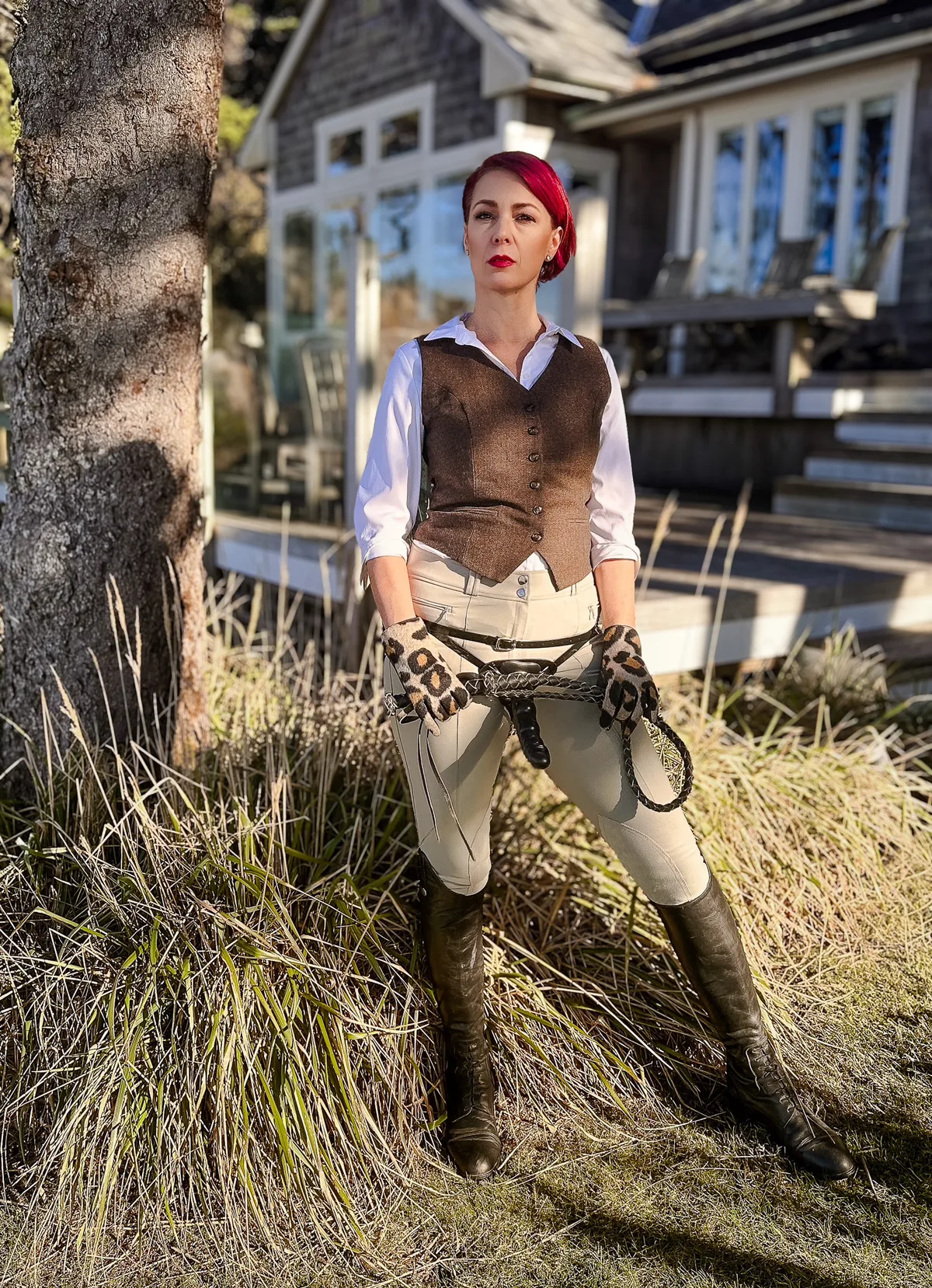 Dominatrix Viktoria Sway in a role play scene — BDSM role play NYC