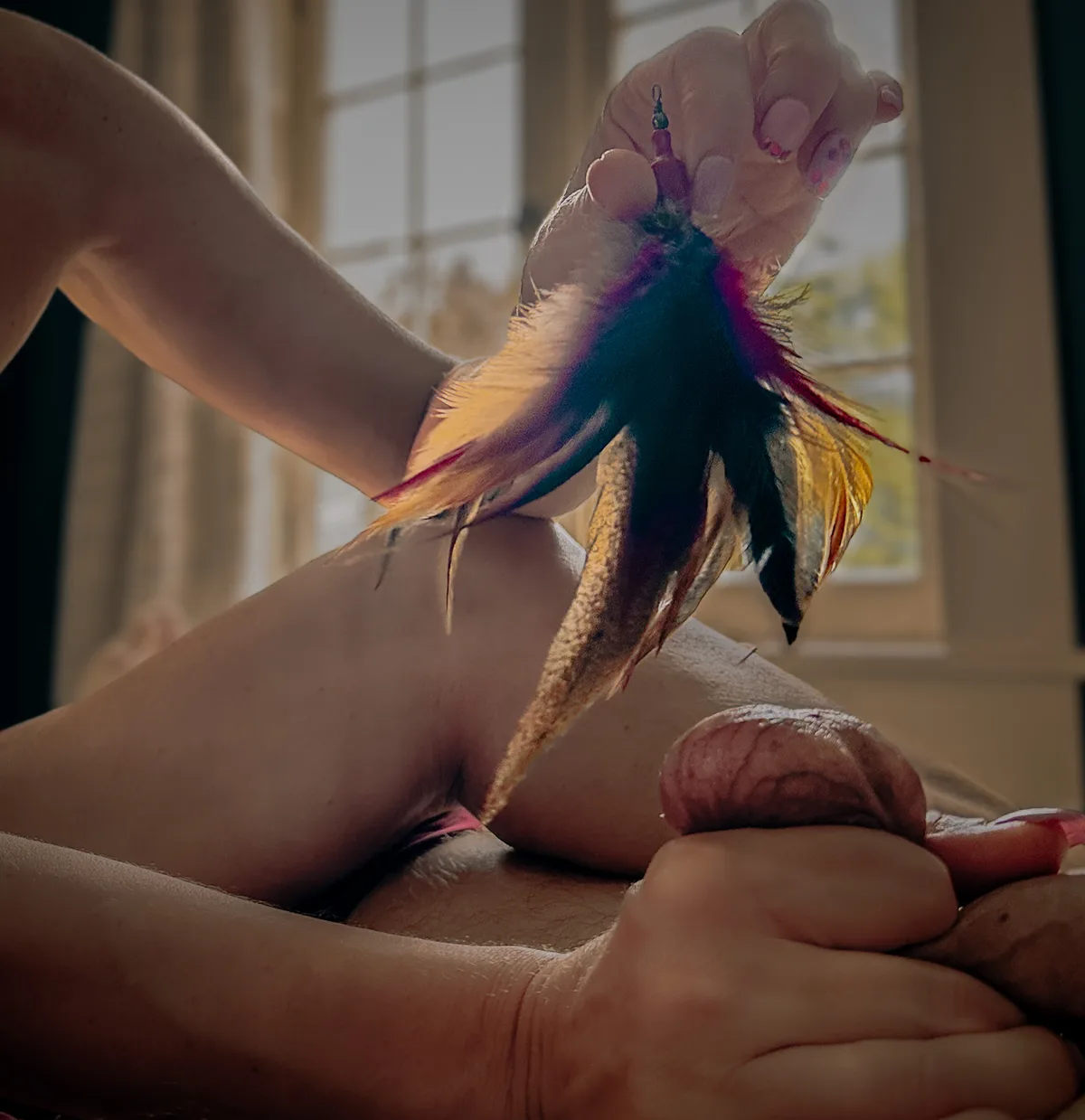 Tickle torture NYC — feather and bondage restraint with Dominatrix Viktoria Sway, Manhattan